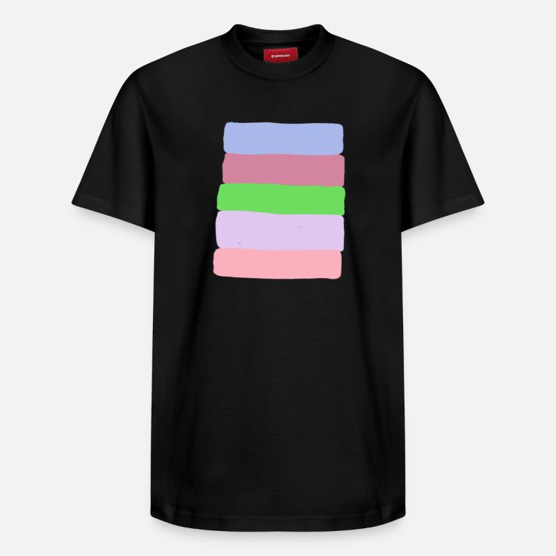 Pastellstreifen-Stack - Relaxed Unisex Supima Cotton T-Shirt – von SPREAD - Schwarz