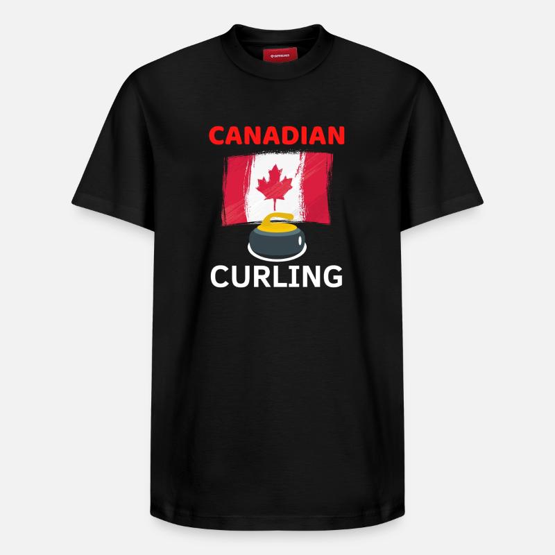 Curling et Drapeau Canadien - T-shirt unisexe décontracté en coton Supima – de SPREAD - noir