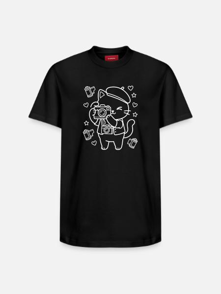 Fotograf Kawaii Katzen - Relaxed Unisex Supima Cotton T-Shirt – von SPREAD - Schwarz