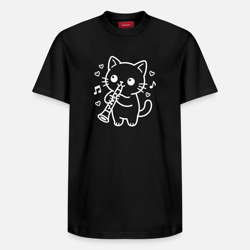 Clarinette Kawaii Cat - T-shirt unisexe décontracté en coton Supima – de SPREAD - noir