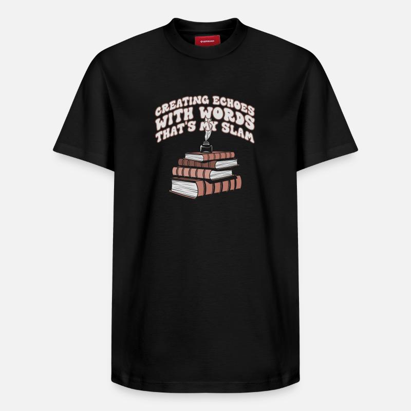 Echos durch Worte Slam-Stack - Relaxed Unisex Supima Cotton T-Shirt – von SPREAD - Schwarz