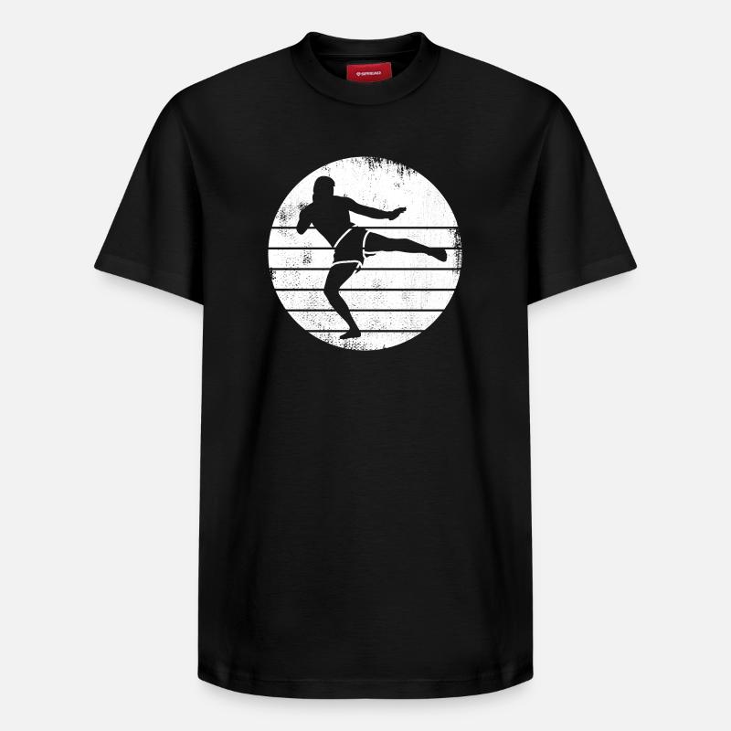 Dessin de kickboxeur - T-shirt unisexe décontracté en coton Supima – de SPREAD - noir