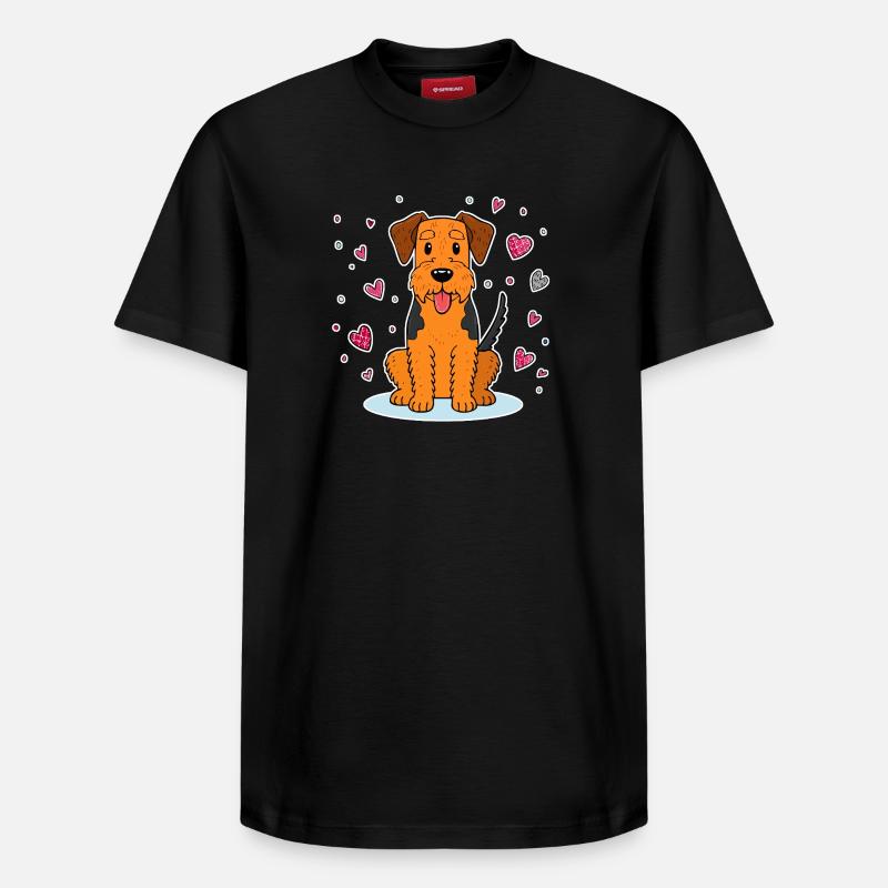 Airedale Terrier (Comic) - Relaxed Unisex Supima Cotton T-Shirt – von SPREAD - Schwarz