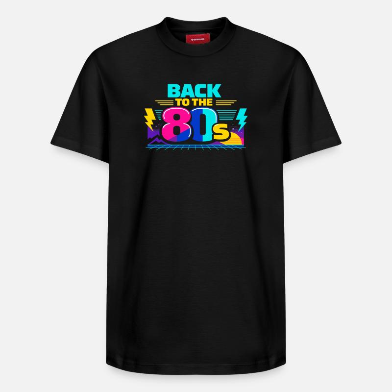 Retour aux années 80 néon - T-shirt unisexe décontracté en coton Supima – de SPREAD - noir