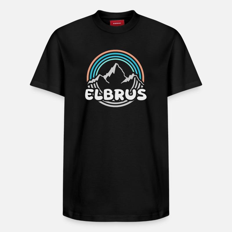 Wandern Elbrus - Relaxed Unisex Supima Cotton T-Shirt – von SPREAD - Schwarz