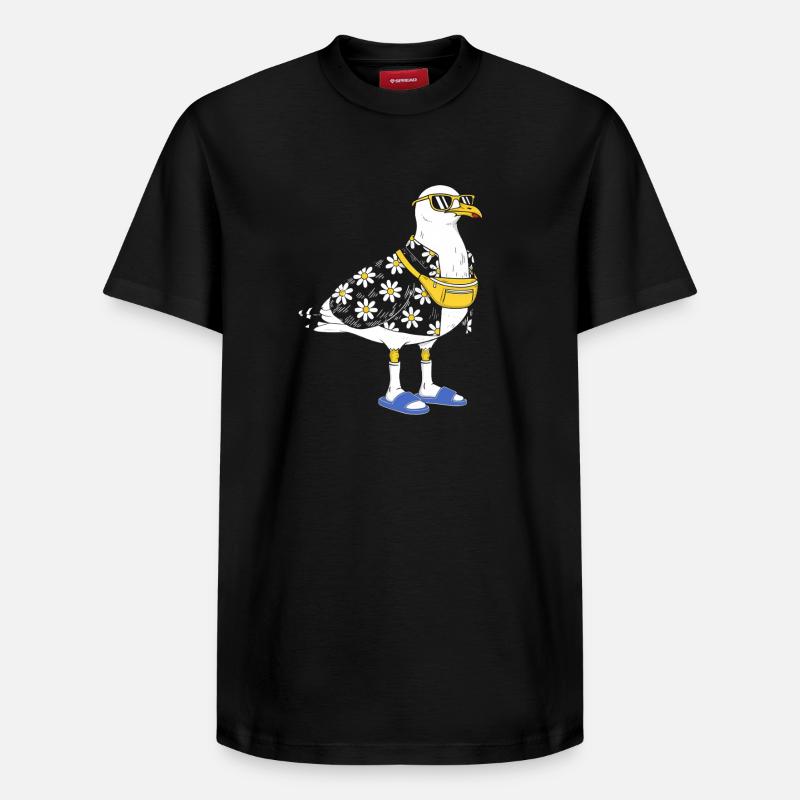 Gänseblümchen-Seemöwe im Sommerlook - Relaxed Unisex Supima Cotton T-Shirt – von SPREAD - Schwarz