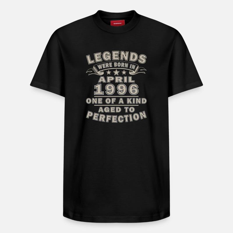 Légendes nées en avril 1996 - T-shirt unisexe décontracté en coton Supima – de SPREAD - noir