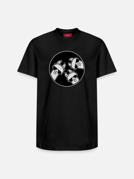 Tre Lama Fighe, Distintivo a Cerchio di Occhiali da Sole Divertente - T-shirt unisex con vestibilità rilassata in cotone Supima – di SPREAD - nero