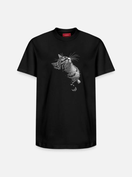 Graustufen Katzenschnurrer Blick - Relaxed Unisex Supima Cotton T-Shirt – von SPREAD - Schwarz