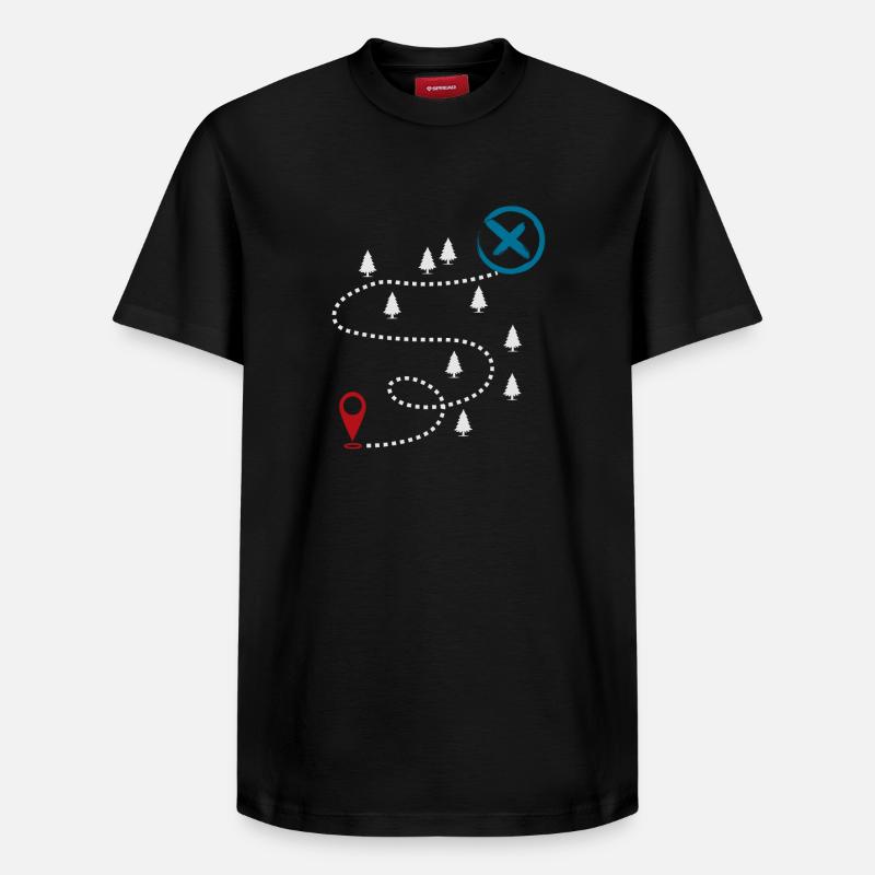 Carte d’aventure graphique de géocaching - T-shirt unisexe décontracté en coton Supima – de SPREAD - noir