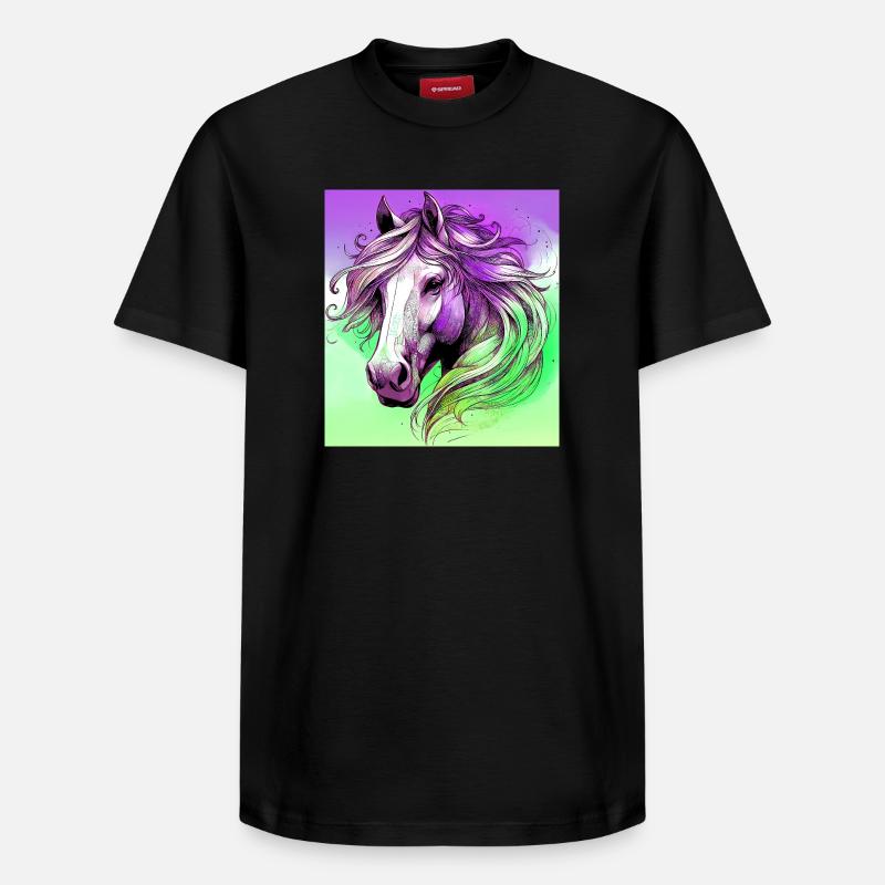 cheval - T-shirt unisexe décontracté en coton Supima – de SPREAD - noir