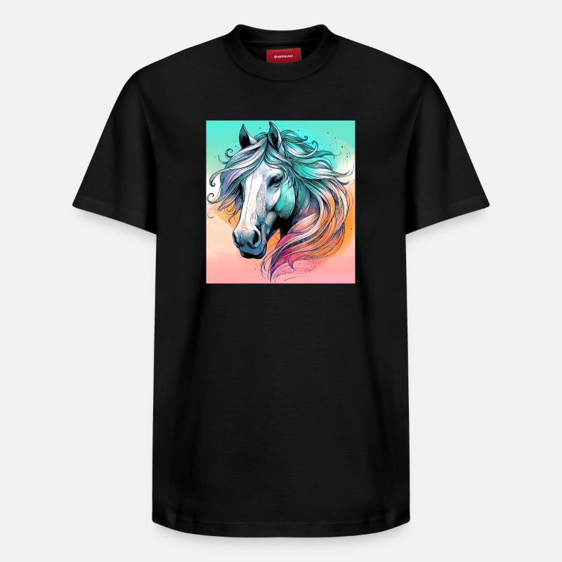 Pferd - Relaxed Unisex Supima Cotton T-Shirt – von SPREAD - Schwarz