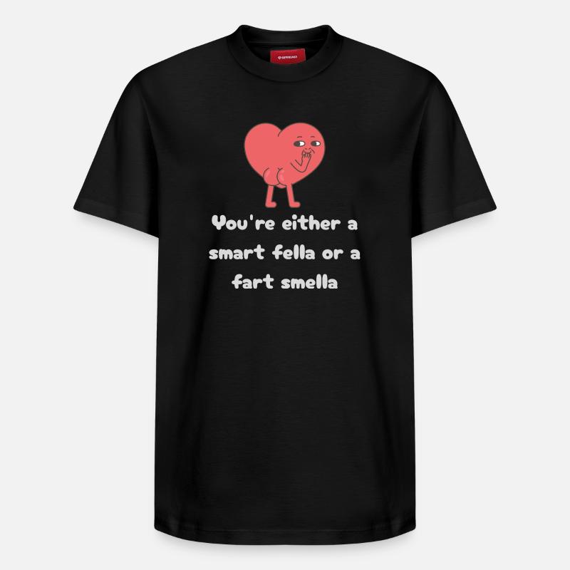 Schlauer Kerl oder Furz-Smella-Herz - Relaxed Unisex Supima Cotton T-Shirt – von SPREAD - Schwarz