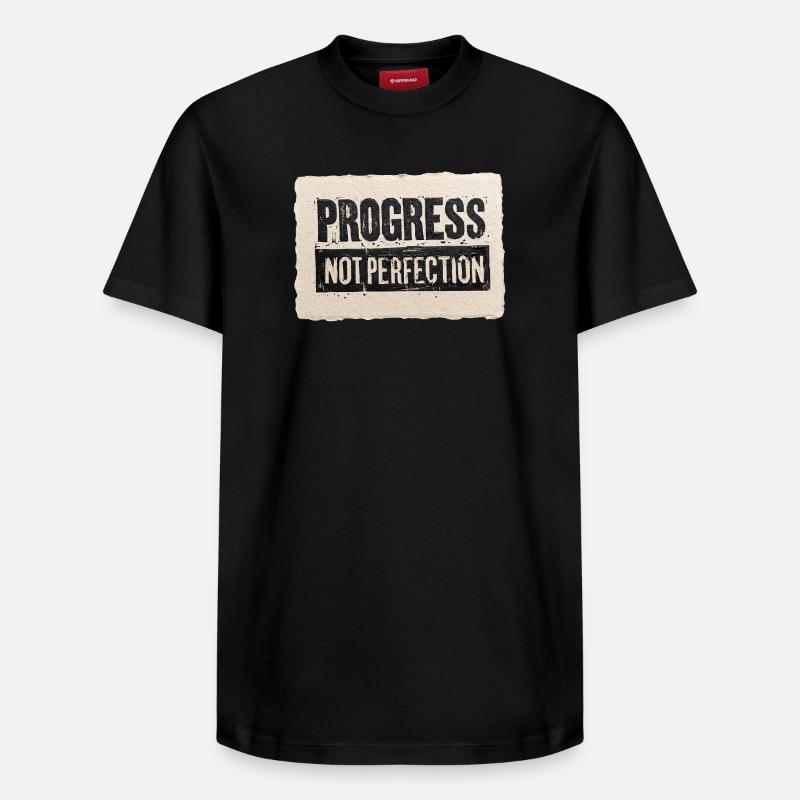 Progrès-pas-perfection - T-shirt unisexe décontracté en coton Supima – de SPREAD - noir