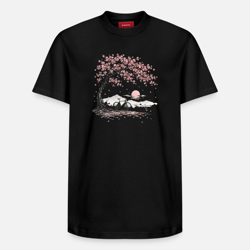 Vélo cerisier fleur de cerisier - T-shirt unisexe décontracté en coton Supima – de SPREAD - noir