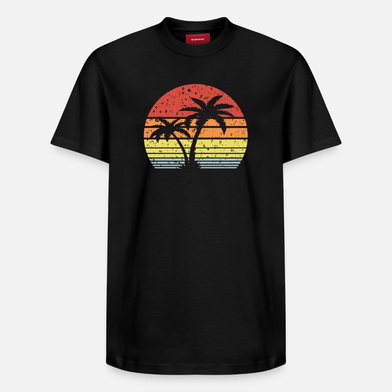 Palm Tree Retro Sun - Relaxed Unisex Supima Cotton T-Shirt – by SPREAD - black