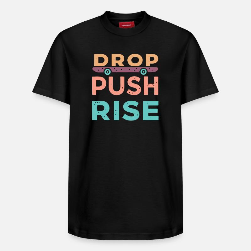 Drop Push Rise Skateboard - Relaxed Unisex Supima Cotton T-Shirt – by SPREAD - black