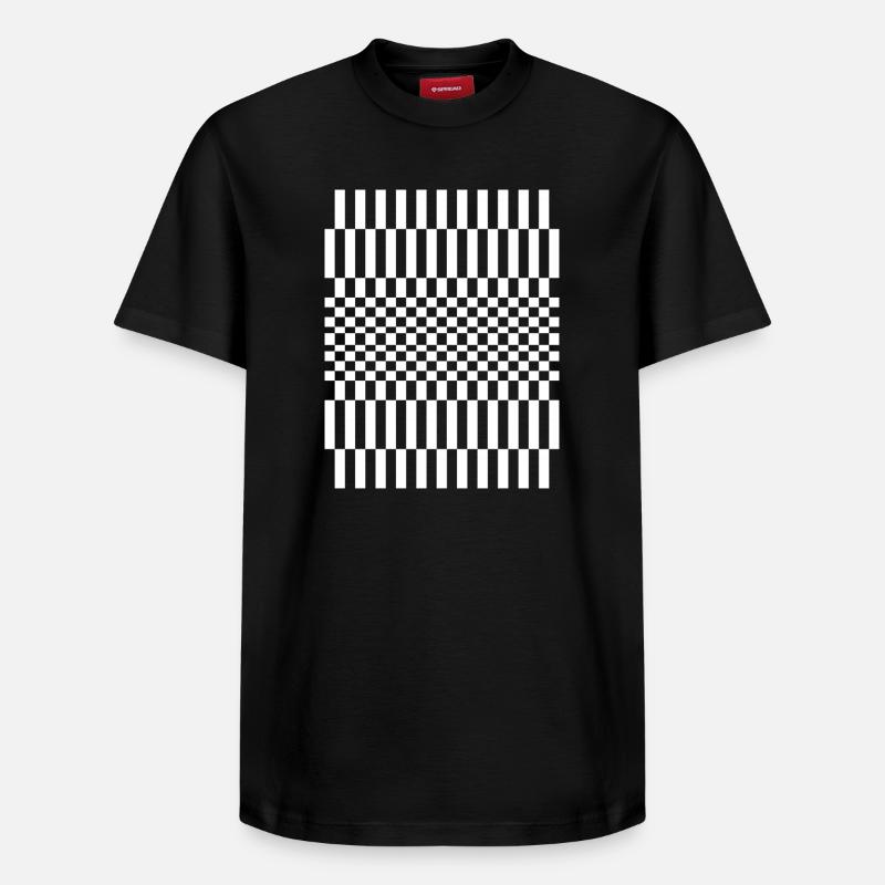 Conception du motif à damier - T-shirt unisexe décontracté en coton Supima – de SPREAD - noir