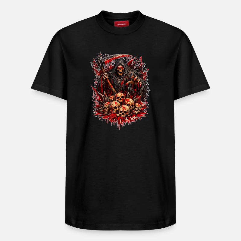 Sensenmann mit Schädelberg - Relaxed Unisex Supima Cotton T-Shirt – von SPREAD - Schwarz