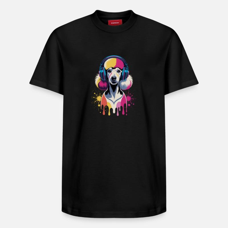 Pudel Kopfhörer - Relaxed Unisex Supima Cotton T-Shirt – von SPREAD - Schwarz