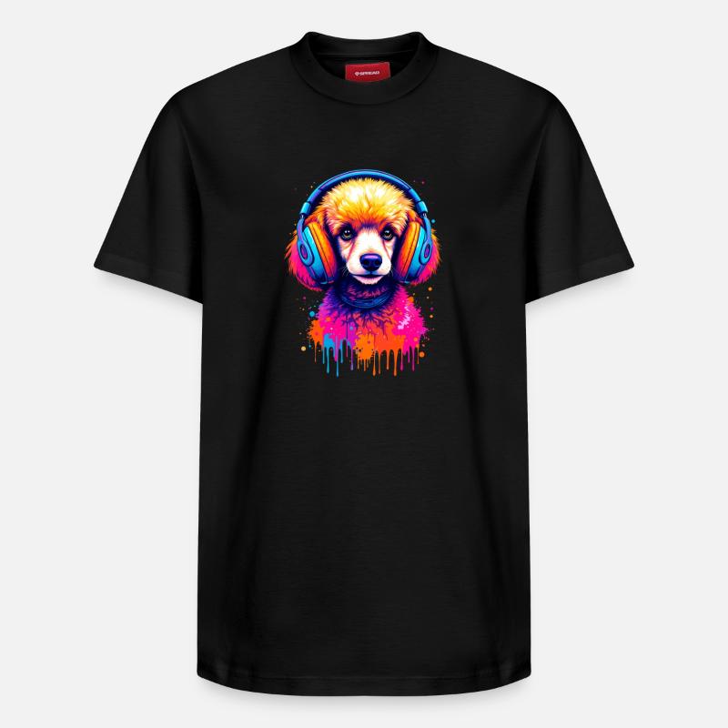 Pudel mit Kopfhörern - Relaxed Unisex Supima Cotton T-Shirt – von SPREAD - Schwarz
