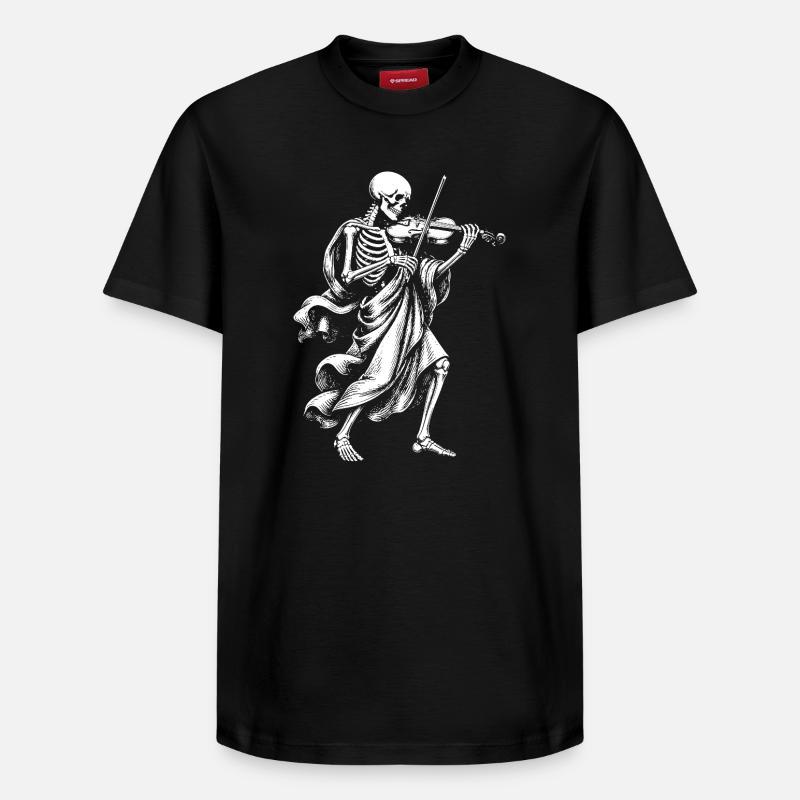 Squelette joue du violon - T-shirt unisexe décontracté en coton Supima – de SPREAD - noir