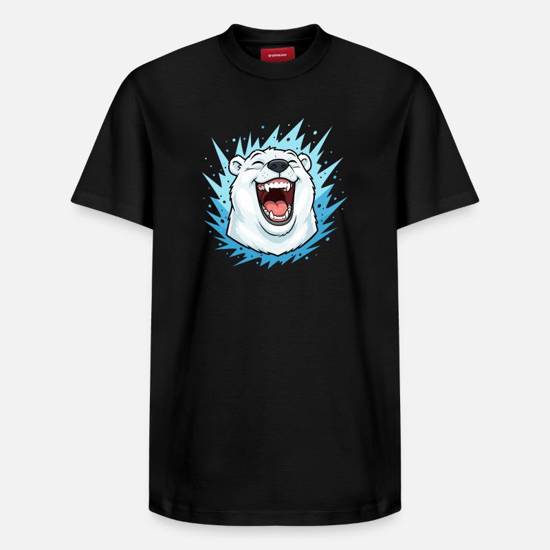 Lachender Eisbär im Blauen Blitz - Relaxed Unisex Supima Cotton T-Shirt – von SPREAD - Schwarz