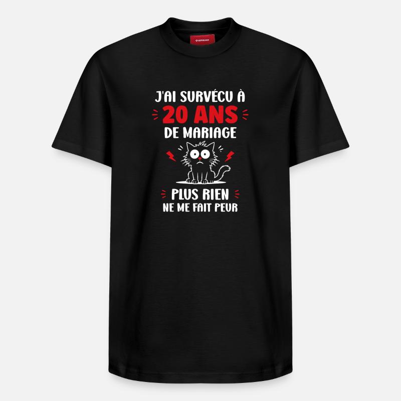 20 ans de mariage - T-shirt unisexe décontracté en coton Supima – de SPREAD - noir