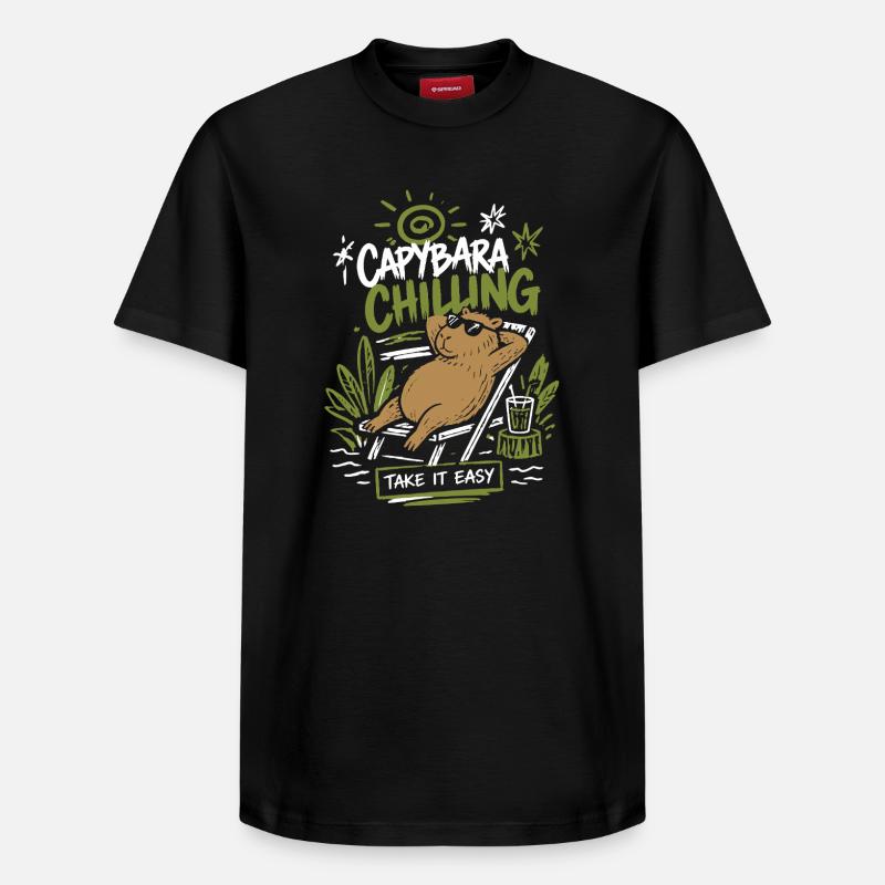 Capybara Froid Prends ça relax - T-shirt unisexe décontracté en coton Supima – de SPREAD - noir
