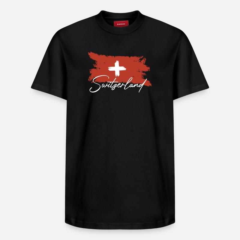 Drapeau suisse - T-shirt unisexe décontracté en coton Supima – de SPREAD - noir