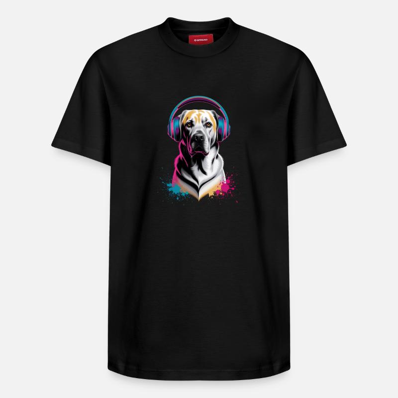 Labrador mit Kopfhörern - Relaxed Unisex Supima Cotton T-Shirt – von SPREAD - Schwarz