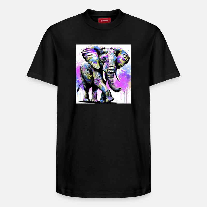 éléphant - T-shirt unisexe décontracté en coton Supima – de SPREAD - noir