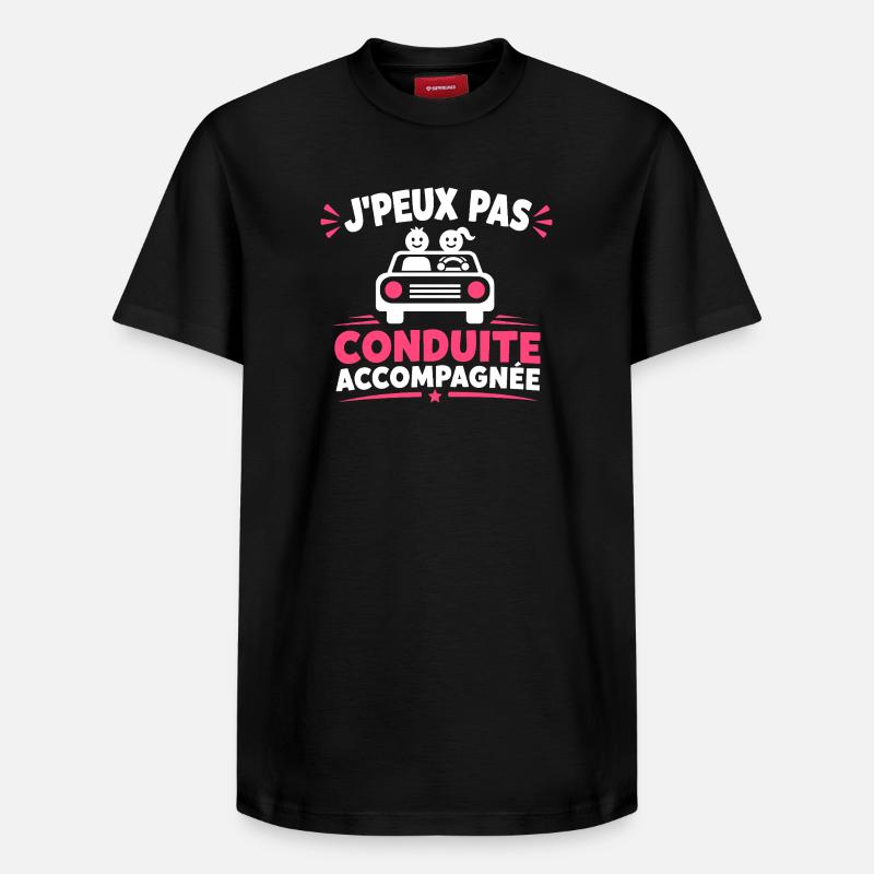 J'peux pas conduite accompagnée - T-shirt unisexe décontracté en coton Supima – de SPREAD - noir
