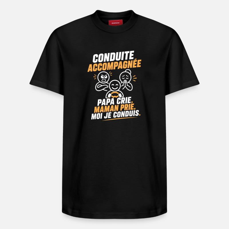 Conduite Accompagnée: Cri et Prière - T-shirt unisexe décontracté en coton Supima – de SPREAD - noir