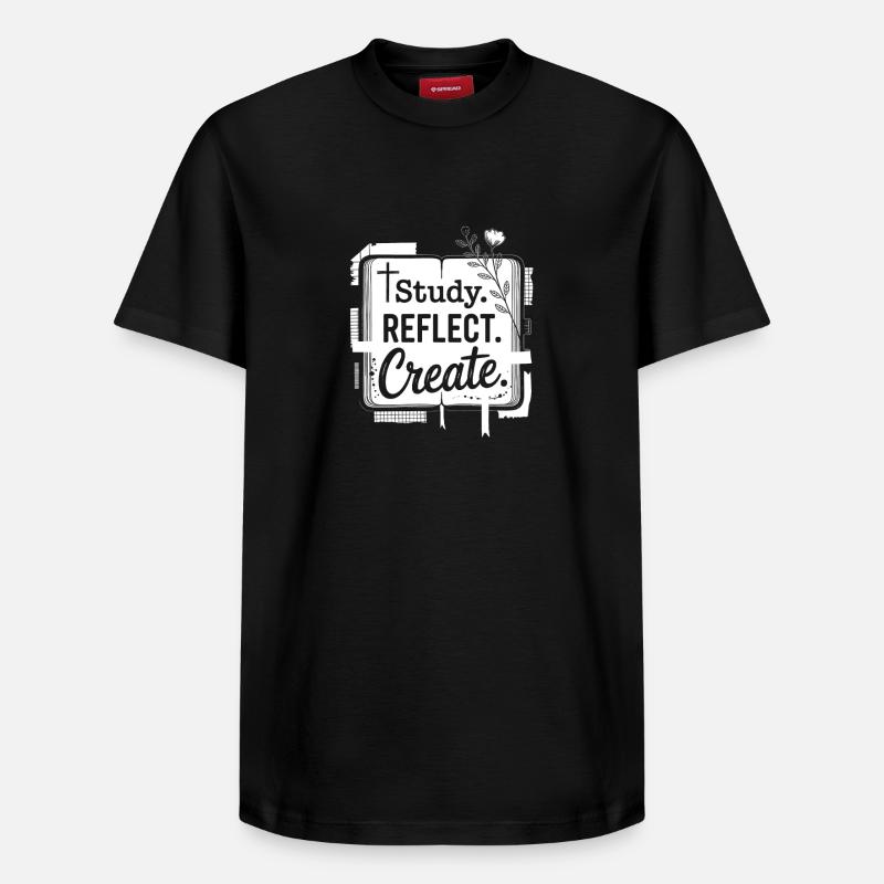 Étudier Réfléchir Créer - T-shirt unisexe décontracté en coton Supima – de SPREAD - noir