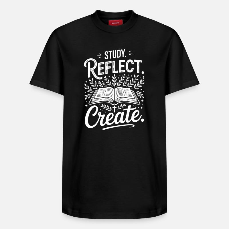 Study Reflect Create OpenBook Motif - Relaxed Unisex Supima Cotton T-Shirt – by SPREAD - black
