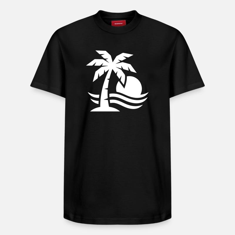 Palm Tree Beach Sun - T-shirt unisexe décontracté en coton Supima – de SPREAD - noir