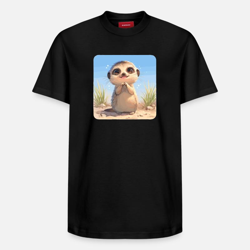 Suricate Erdmännchen - T-shirt unisexe décontracté en coton Supima – de SPREAD - noir