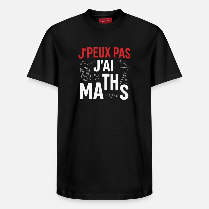 J'peux pas j'ai maths - T-shirt unisexe décontracté en coton Supima – de SPREAD - noir