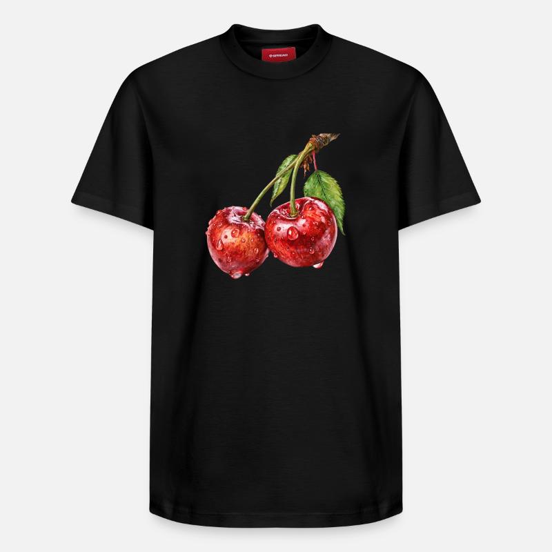 Kirsche - Relaxed Unisex Supima Cotton T-Shirt – von SPREAD - Schwarz