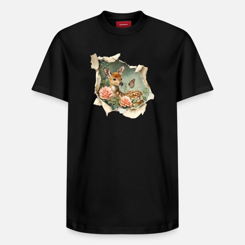 Faon de cerf - T-shirt unisexe décontracté en coton Supima – de SPREAD - noir