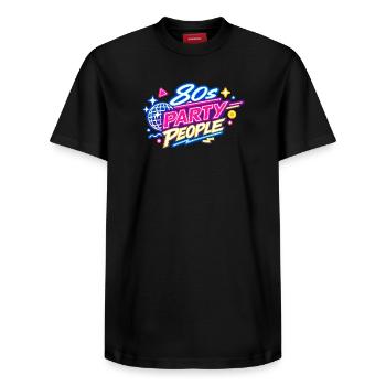 Fêtards des années 80 Néon rétro - T-shirt unisexe décontracté en coton Supima – de SPREAD - noir - Devant - AI Model Female 172 light (172cm) & AI Model Male 178 light (178cm)