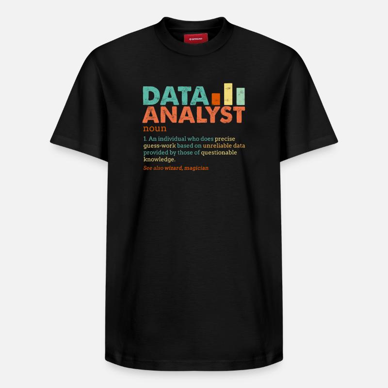 Data Analyst Retro Farbblöcke - Relaxed Unisex Supima Cotton T-Shirt – von SPREAD - Schwarz