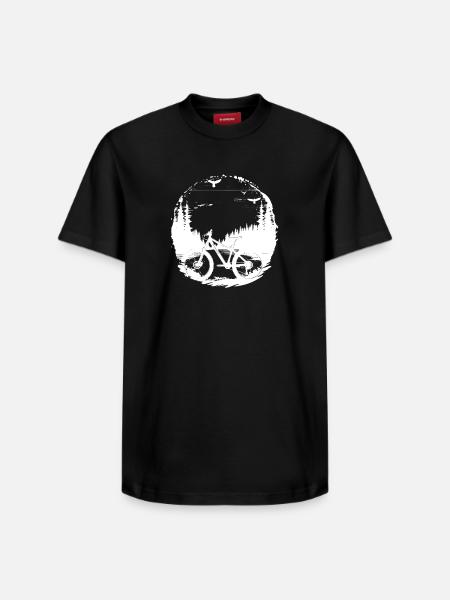 Mountain Biker Illustration - Relaxed Unisex Supima Cotton T-Shirt – by SPREAD - black