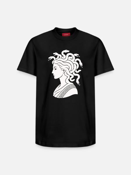 Medusa Head with Snakes - Relaxed Unisex Supima Cotton T-Shirt – by SPREAD - black