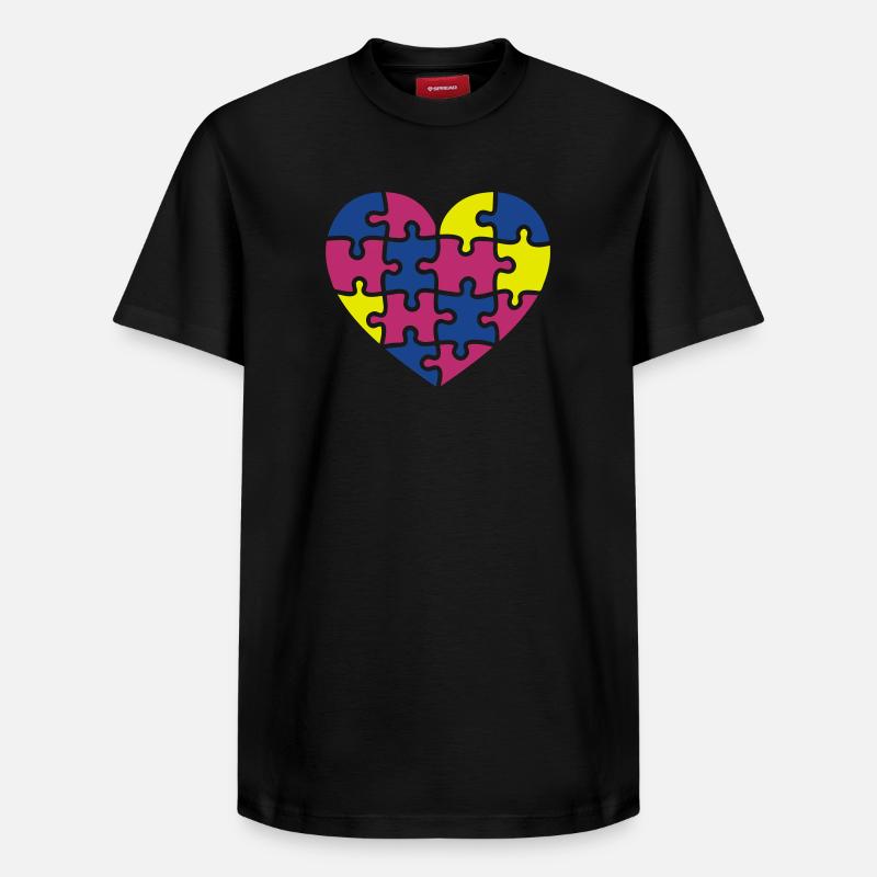 puzzle herz - T-shirt unisexe décontracté en coton Supima – de SPREAD - noir