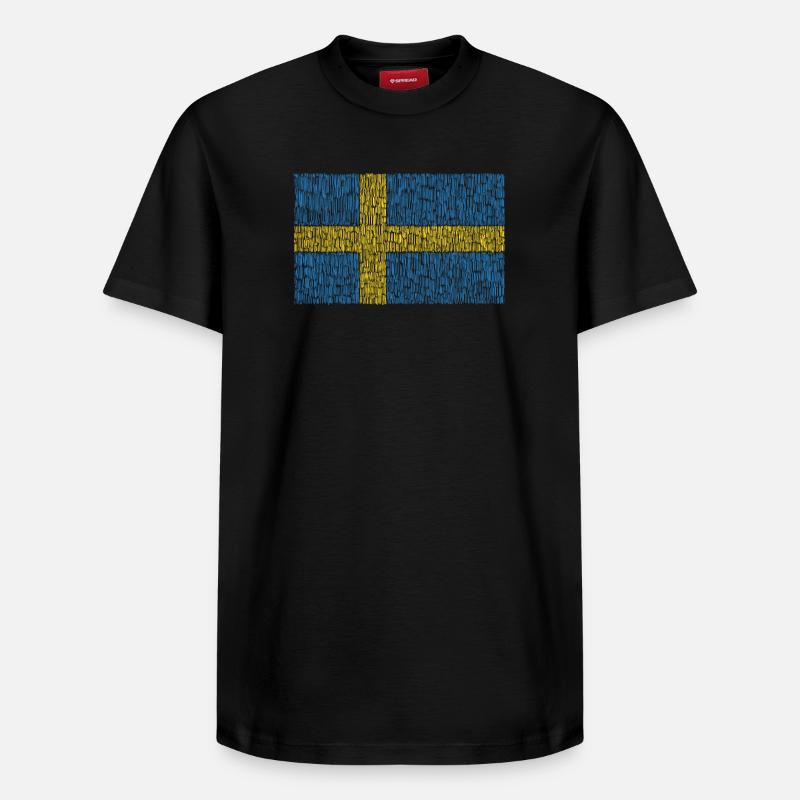 Drapeau de la Suède - T-shirt unisexe décontracté en coton Supima – de SPREAD - noir