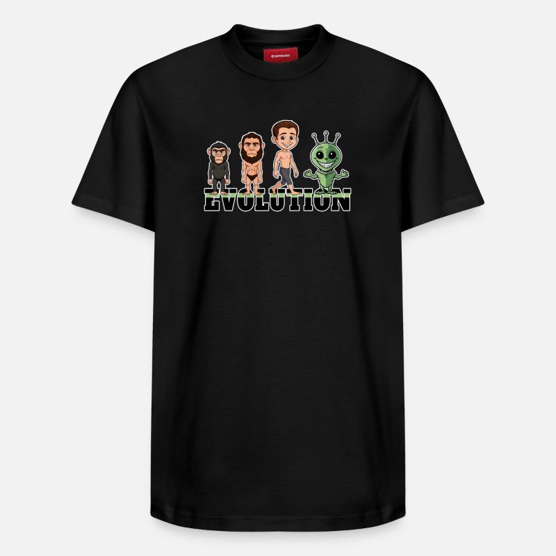 Evolution Alien - Relaxed Unisex Supima Cotton T-Shirt – von SPREAD - Schwarz
