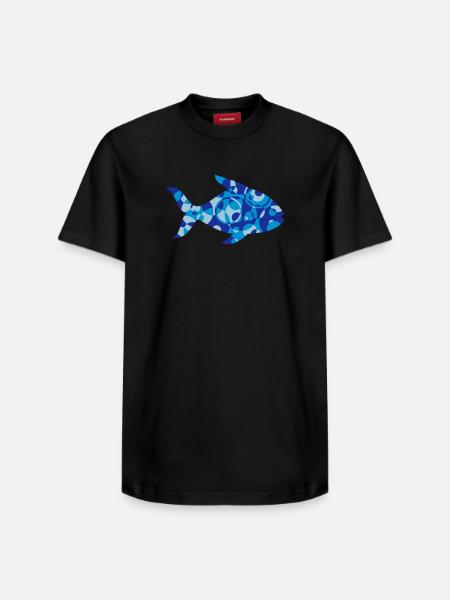 Fisk former og mønstre - Unisex T-shirt i Supima-bomuld med afslappet pasform – fra SPREAD - sort