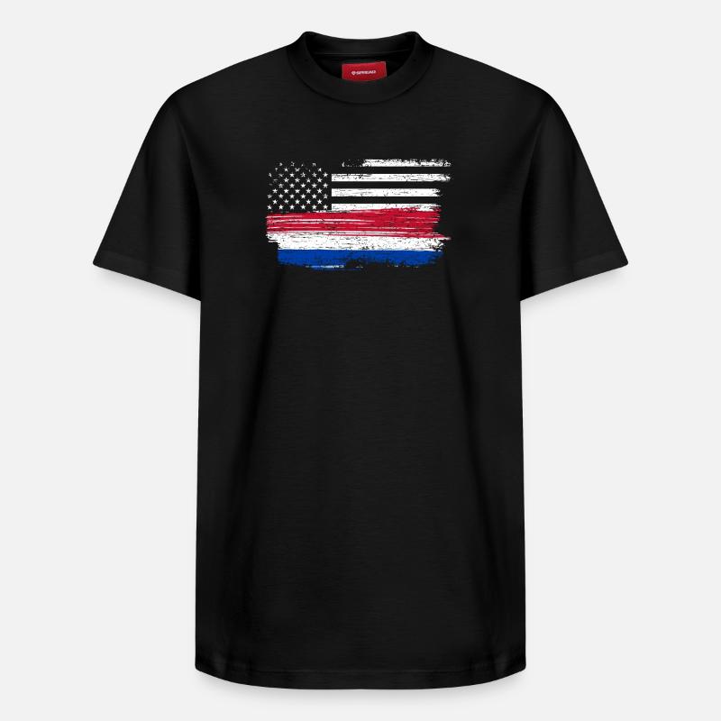 Drapeau Grunge Brushstroke Americana - T-shirt unisexe décontracté en coton Supima – de SPREAD - noir